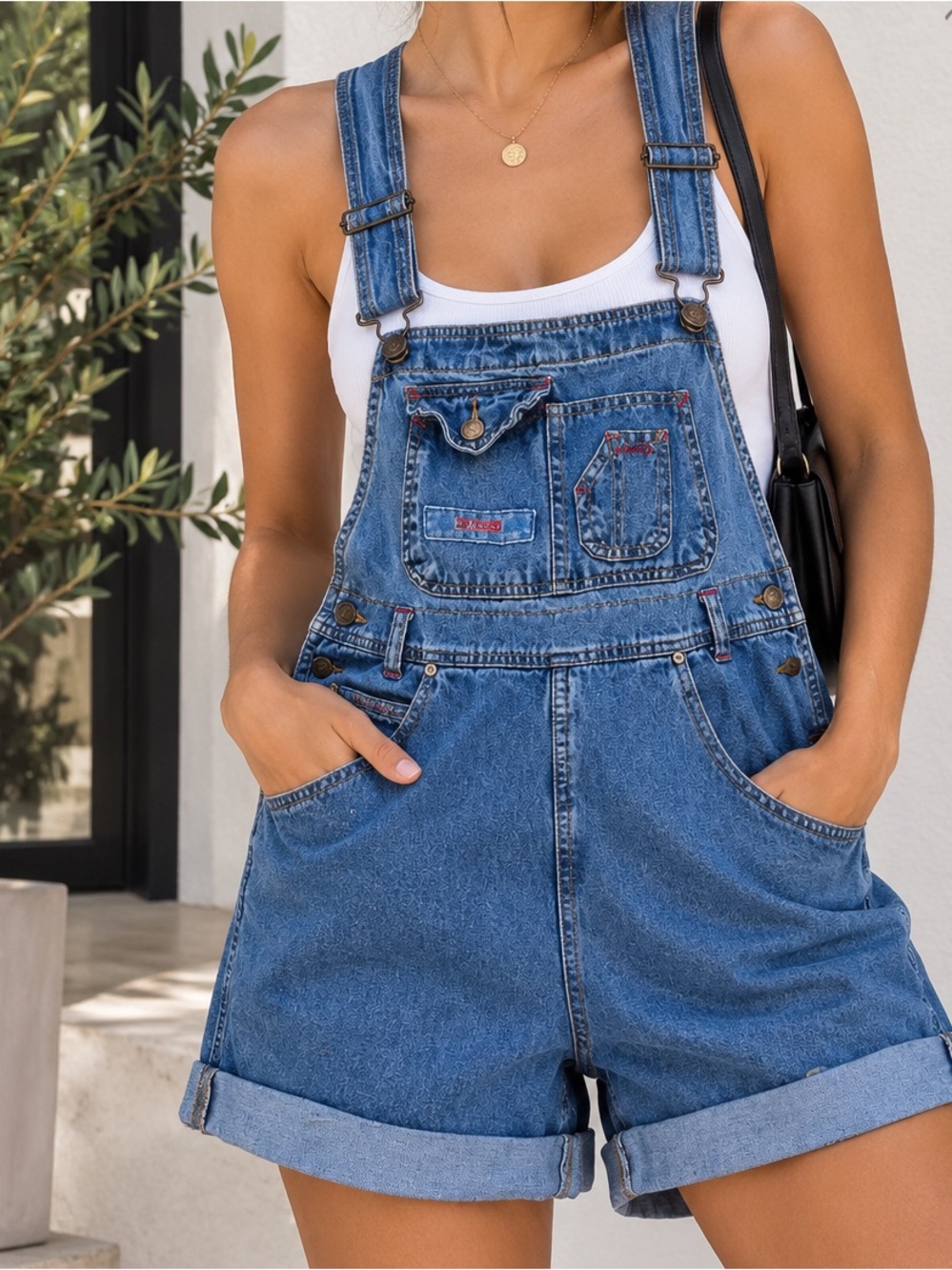 Squeeze Jeans Vintage Y2K Denim Short Overalls Romper Size L